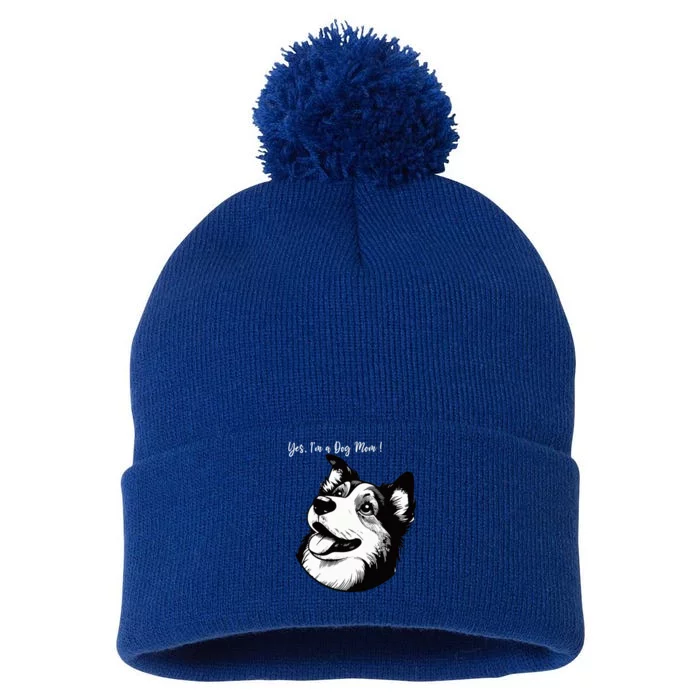 Yes Im A Dog Mom Displays Love For This Lovely Pet Pom Pom 12in Knit Beanie