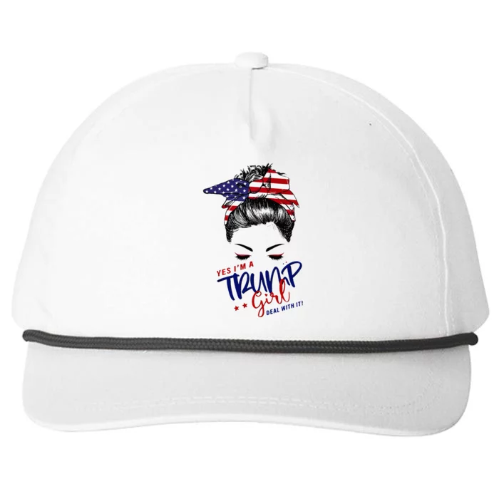 Yes IM A Trump Girl Deal With It Messy Bun Snapback Five-Panel Rope Hat