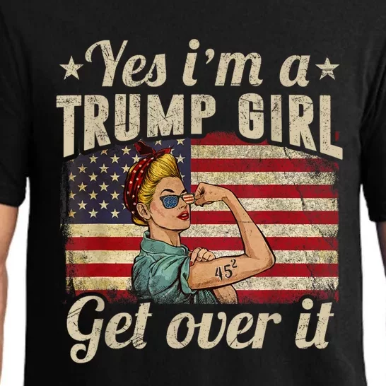 Yes IM A Trump Girl Get Over It Us Flag 2024 Women Gift Pajama Set