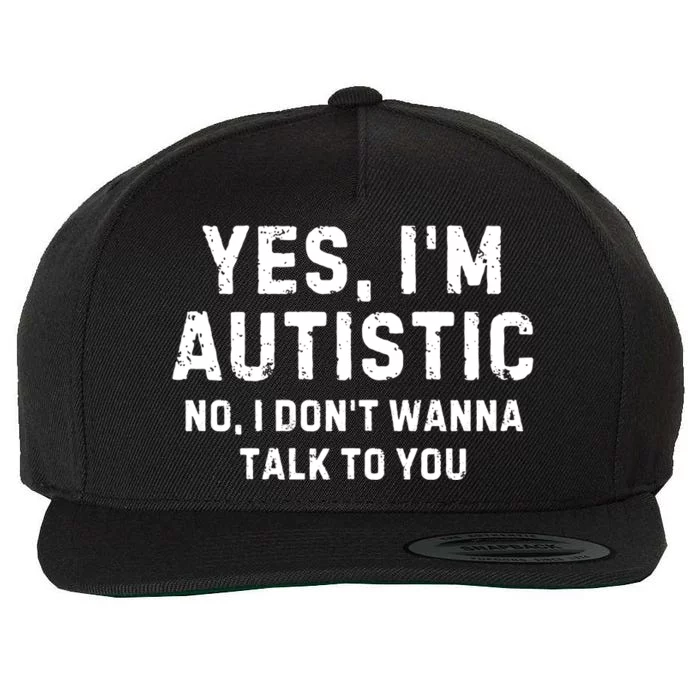 Yes IM Autistic No I DonT Wanna Talk To You Gift Wool Snapback Cap