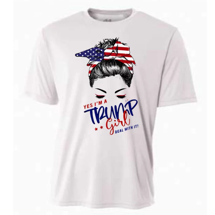 Yes IM A Trump Girl Deal With It Messy Bun Cooling Performance Crew T-Shirt