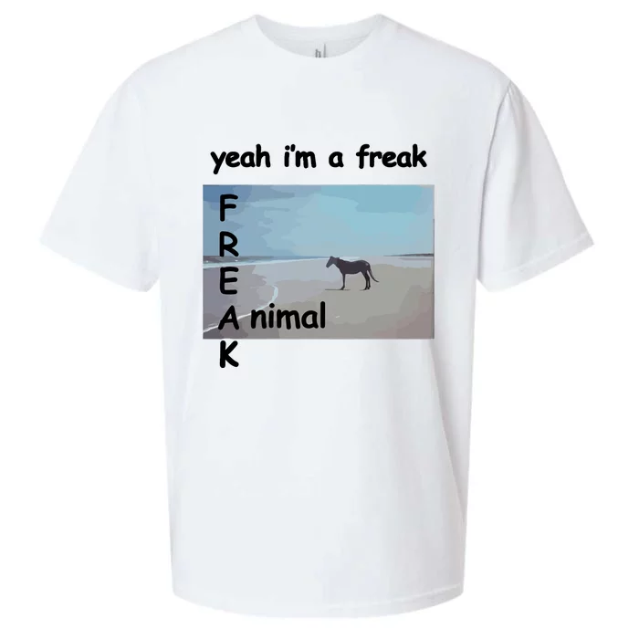 Yeah Im A Freak Animal Funny Horse Sueded Cloud Jersey T-Shirt