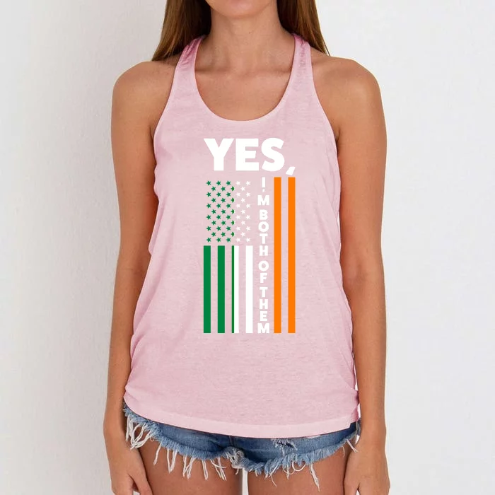 Yes I'm Both Of Them Irland Irish Flag Gift Women's Knotted Racerback Tank