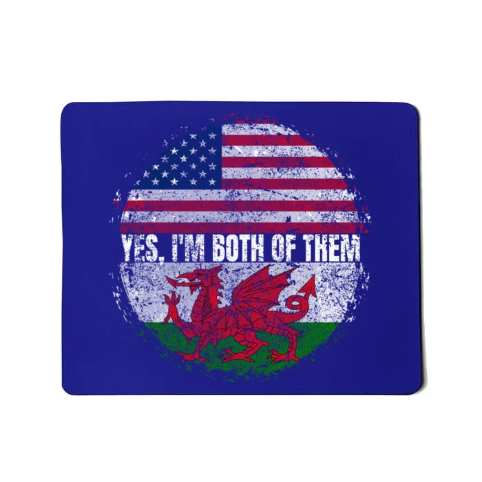 Yes IM Both Of Them Usa And Wales Flag Vintage Welsh Cool Gift Mousepad