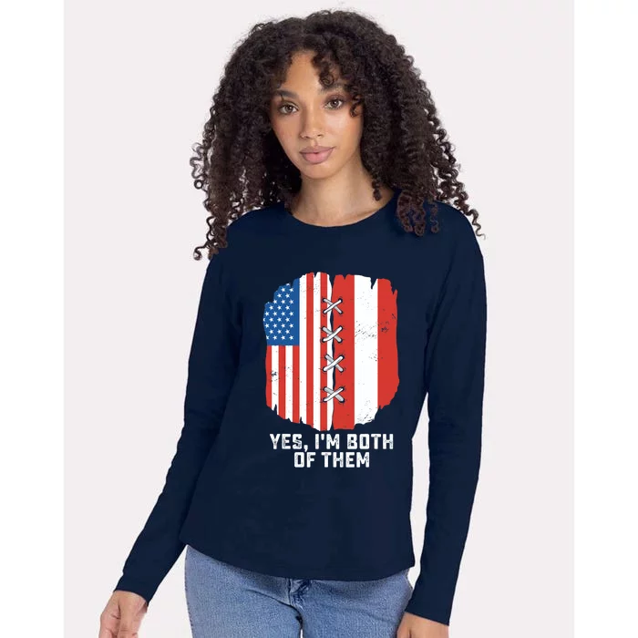 Yes, I'm Both Of Them Half American Half Peruvian Heritage Womens Cotton Relaxed Long Sleeve T-Shirt