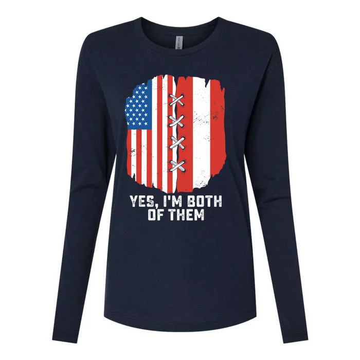 Yes, I'm Both Of Them Half American Half Peruvian Heritage Womens Cotton Relaxed Long Sleeve T-Shirt