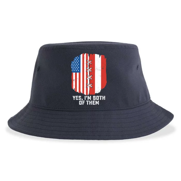 Yes, I'm Both Of Them Half American Half Peruvian Heritage Sustainable Bucket Hat