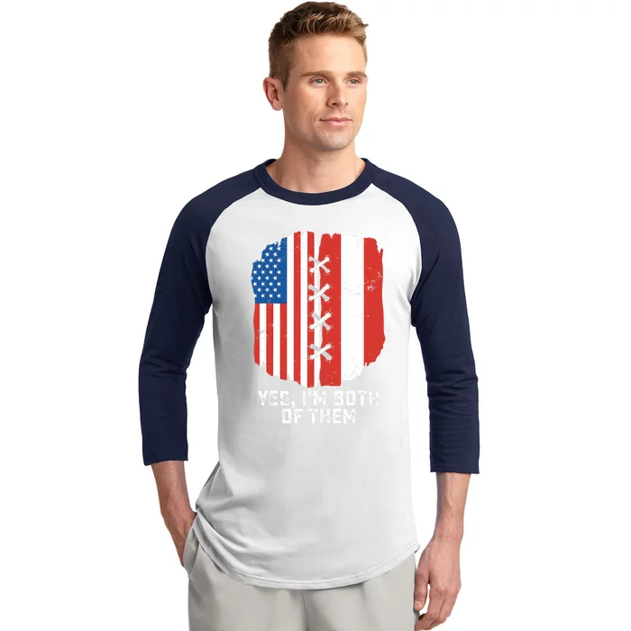 Yes, I'm Both Of Them Half American Half Peruvian Heritage Baseball Sleeve Shirt