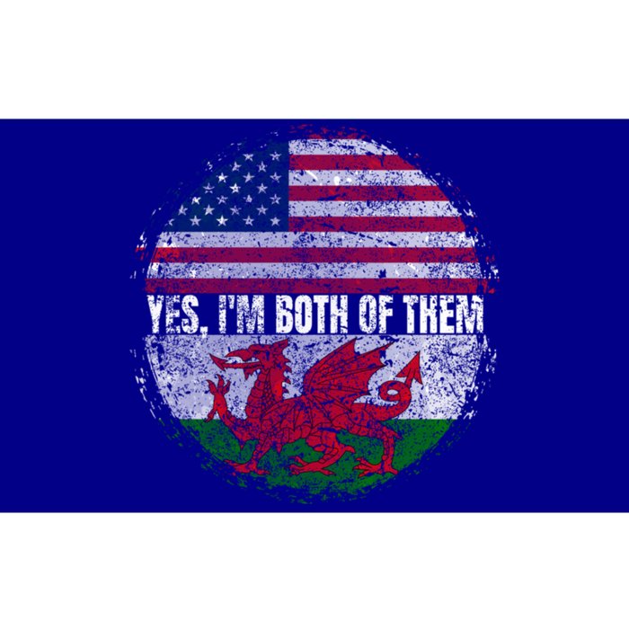 Yes IM Both Of Them Usa And Wales Flag Vintage Welsh Gift Bumper Sticker