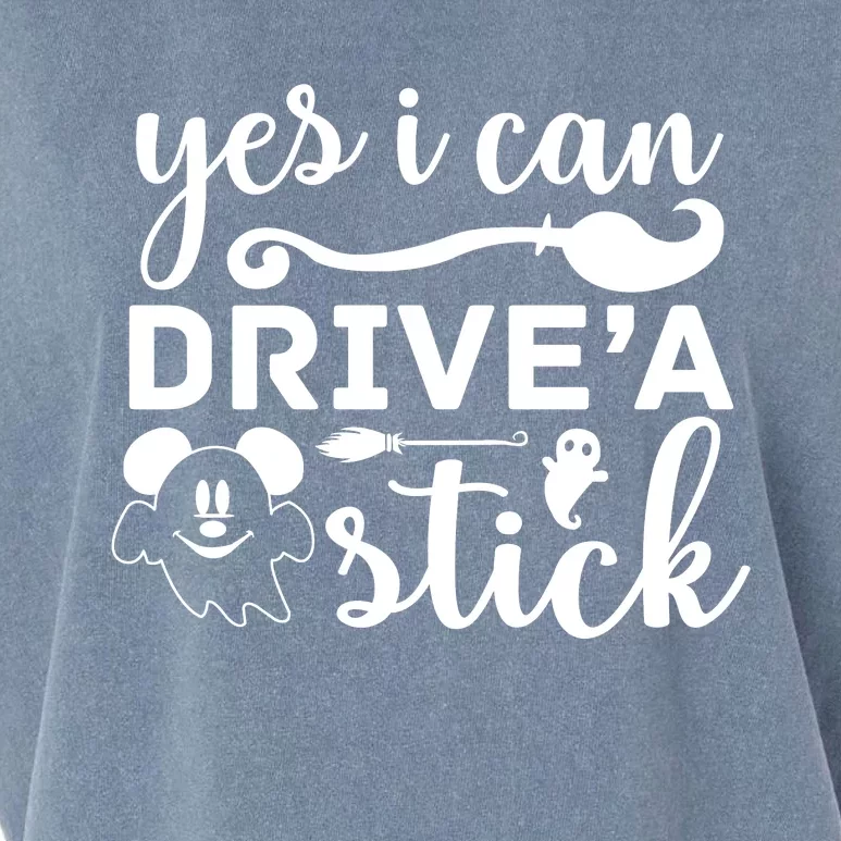 Yes I Can Drive A Stick Broom Halloween Quote Garment-Dyed Women's Muscle Tee