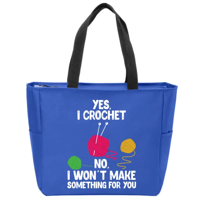 Yes I Crochet Cute Yarn Lovers Crocheting Gift Zip Tote Bag