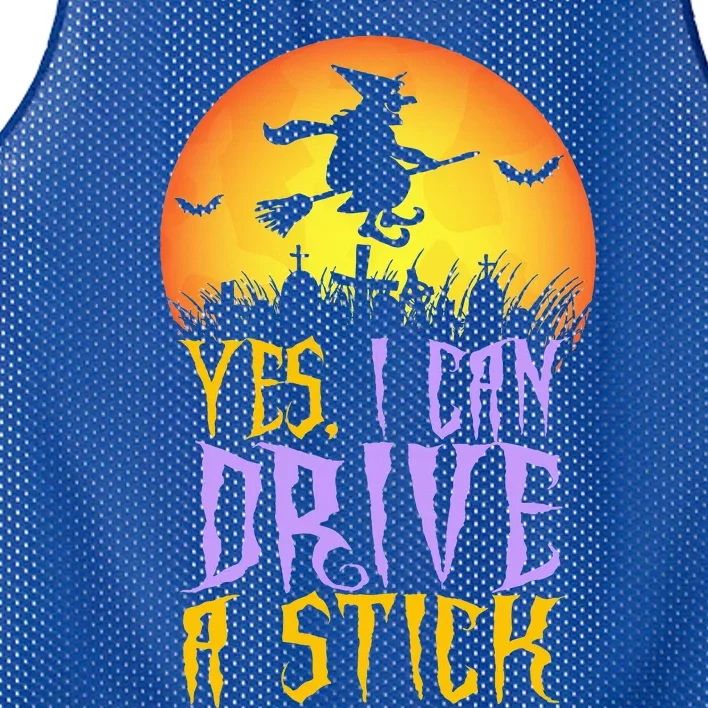 Yes I Can Drive A Stick Witch Funny Halloween Mesh Reversible Basketball Jersey Tank