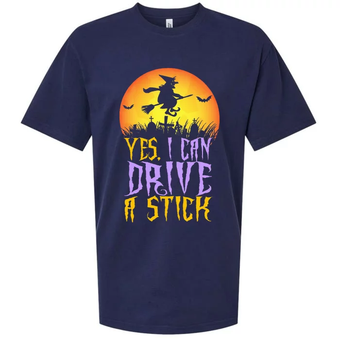 Yes I Can Drive A Stick Witch Funny Halloween Sueded Cloud Jersey T-Shirt