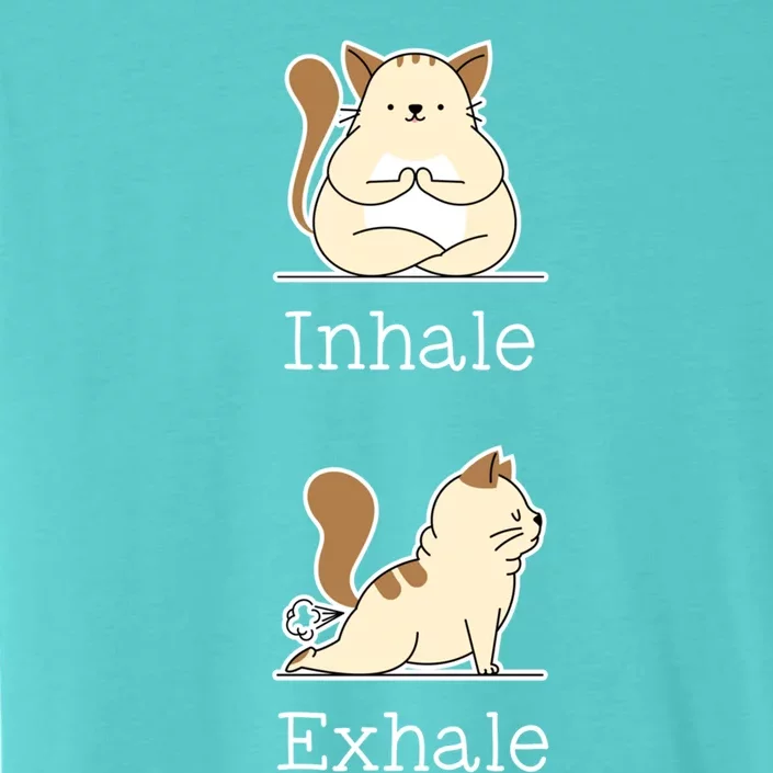 Yoga Inhale Exhale Cartoon Cat Yogi Fart Workout Humorous Gift ChromaSoft Performance T-Shirt