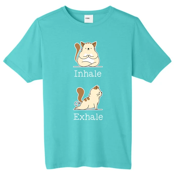 Yoga Inhale Exhale Cartoon Cat Yogi Fart Workout Humorous Gift ChromaSoft Performance T-Shirt