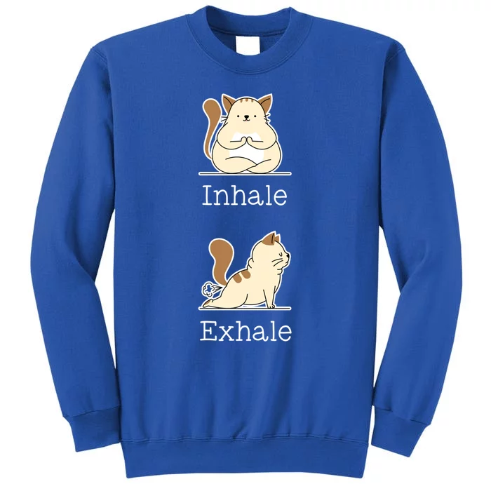 Yoga Inhale Exhale Cartoon Cat Yogi Fart Workout Humorous Gift Sweatshirt