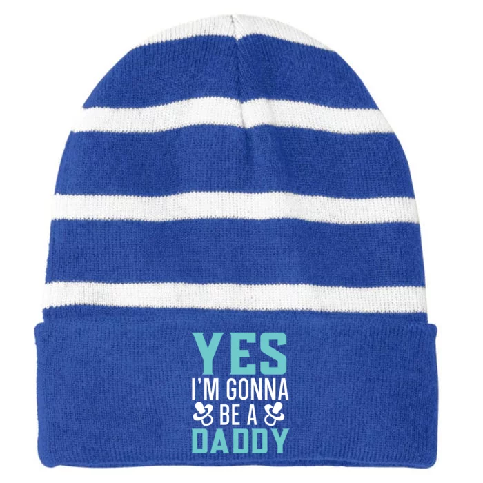 Yes I'm Gonna Be A Daddy Announcet Fatherhood Cute Gift Striped Beanie with Solid Band