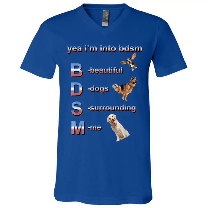 Yea I'm Into Bdsm (Beautiful Dogs Surrounding Me) V-Neck T-Shirt