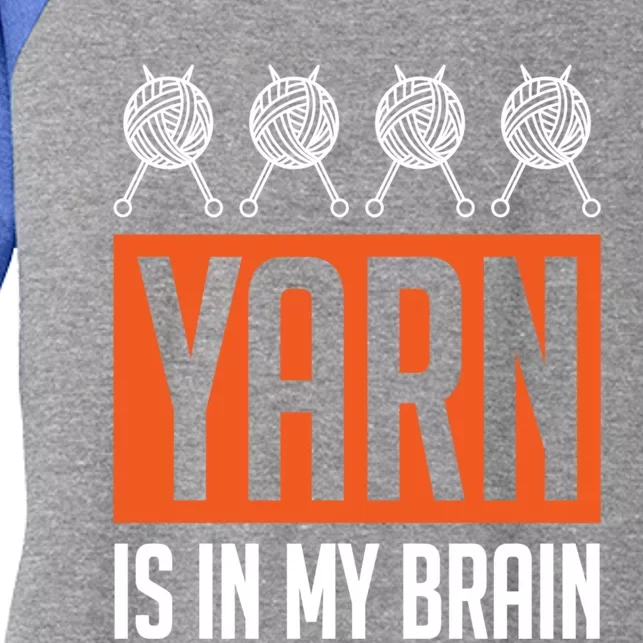 Yarn Is In My Brain Funny Crochet Gift Crocheting Lover Great Gift Women's Tri-Blend 3/4-Sleeve Raglan Shirt