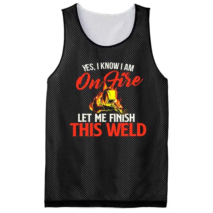 Yes I Know I Am On Fire Metal Worker Welder & Welding Mesh Reversible Basketball Jersey Tank