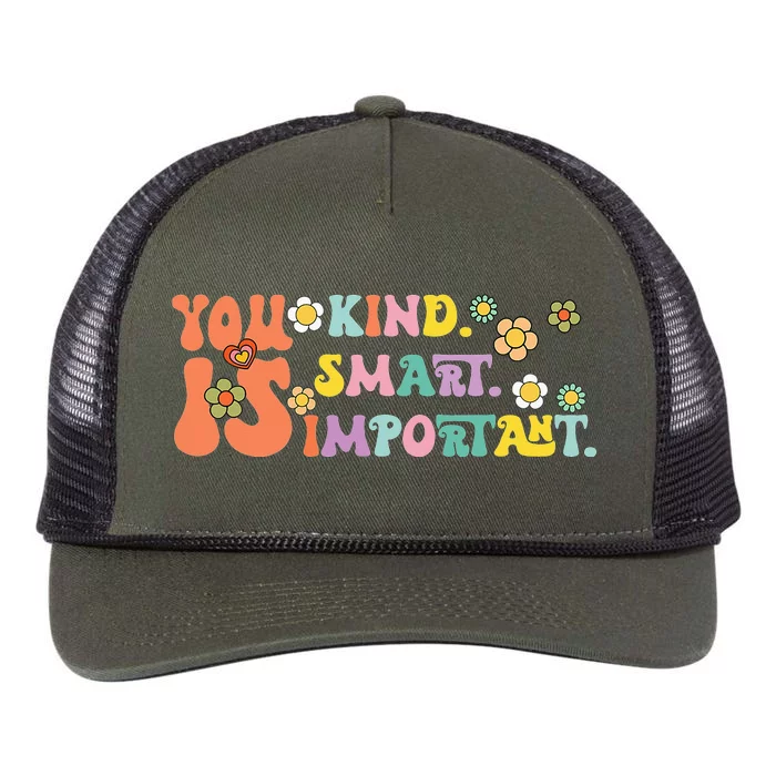 You Is Kind Smart Important Autism Awareness Autism Mom Retro Rope Trucker Hat Cap