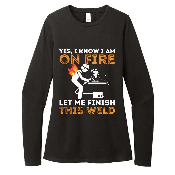 Yes I Know I Am On Fire Metal Worker Welder & Welding Womens CVC Long Sleeve Shirt