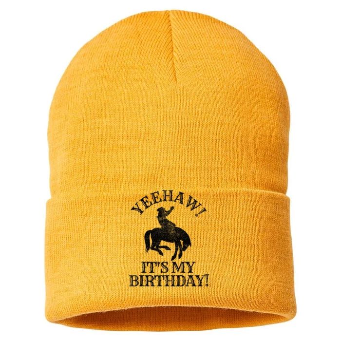 Yeehaw Its My Birthday Cowboy Western Rodeo Party Sustainable Knit Beanie