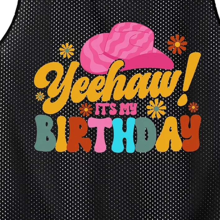 Yeehaw! It's My Birthday Horse Bronc Riding Rodeo Cow Mesh Reversible Basketball Jersey Tank