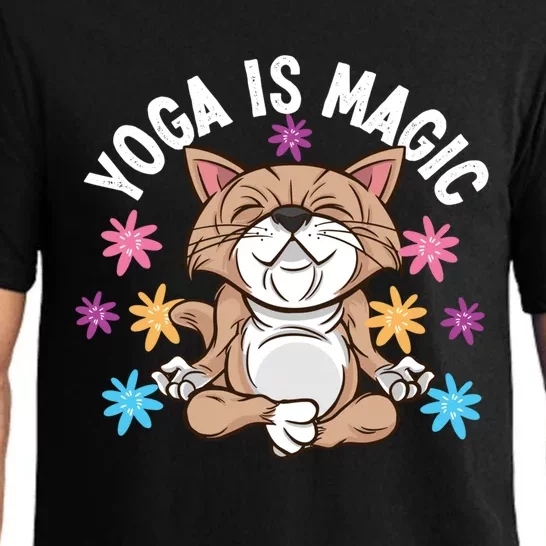 Yoga Is Magic Cat Design For Yoga Practitioners Funny Gift Pajama Set