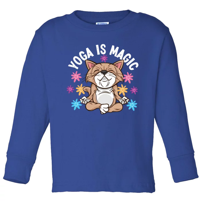 Yoga Is Magic Cat Design For Yoga Practitioners Funny Gift Toddler Long Sleeve Shirt