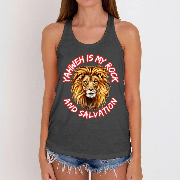 Yahweh Is My Rock And Salvation Hebrew Israelite Women's Knotted Racerback Tank