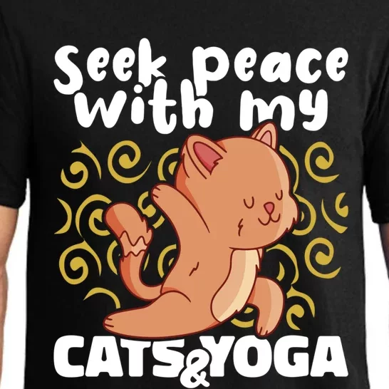 Yoga Instructor Meditation Seek Peace With My Cats And Yoga Cool Gift Pajama Set