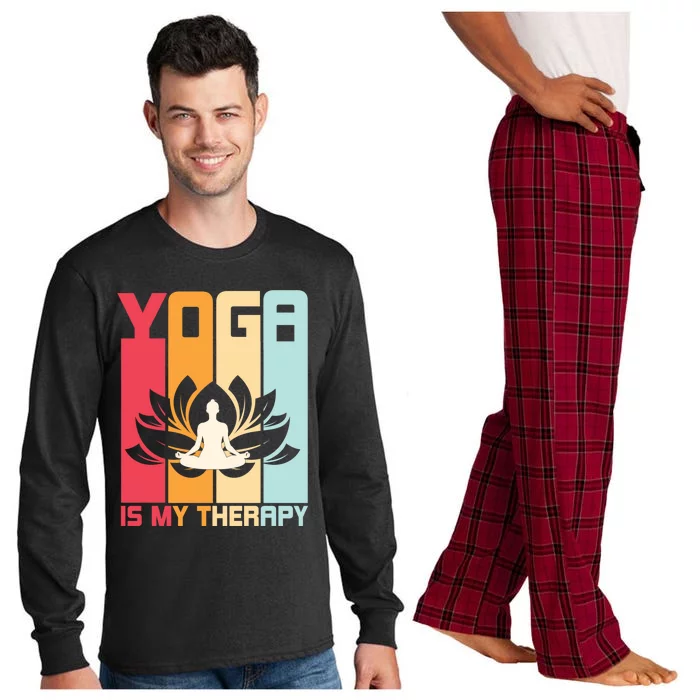 Yoga Is My Therapy Retro Vintage Yoga Zen Meditation Namaste Gift Long Sleeve Pajama Set