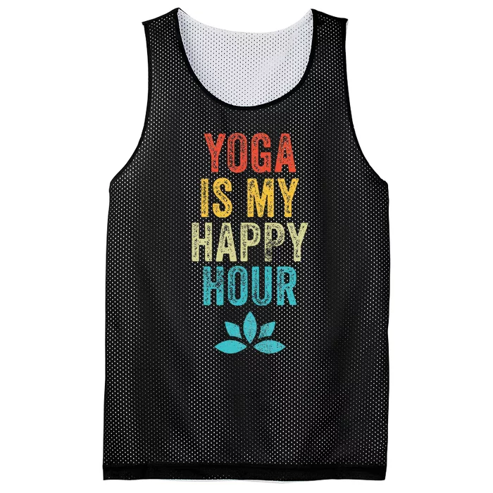 Yoga Is My Happy Hour Meme Vintage Funny Yoga Saying Mesh Reversible Basketball Jersey Tank