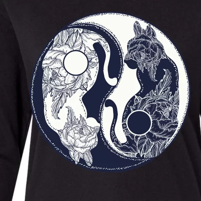 Yin Yang Cat Logo Womens Cotton Relaxed Long Sleeve T-Shirt