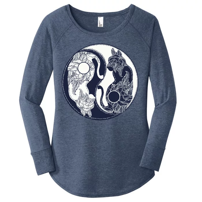 Yin Yang Cat Logo Women's Perfect Tri Tunic Long Sleeve Shirt