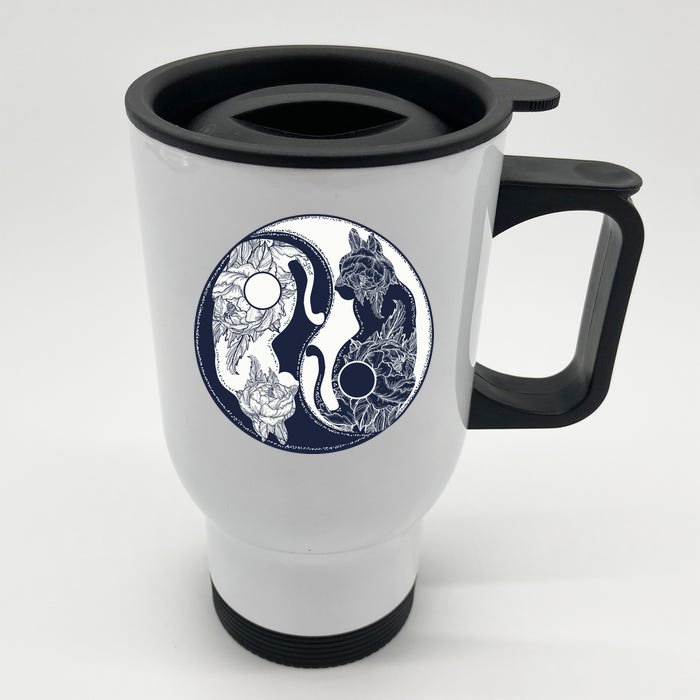 Yin Yang Cat Logo Front & Back Stainless Steel Travel Mug