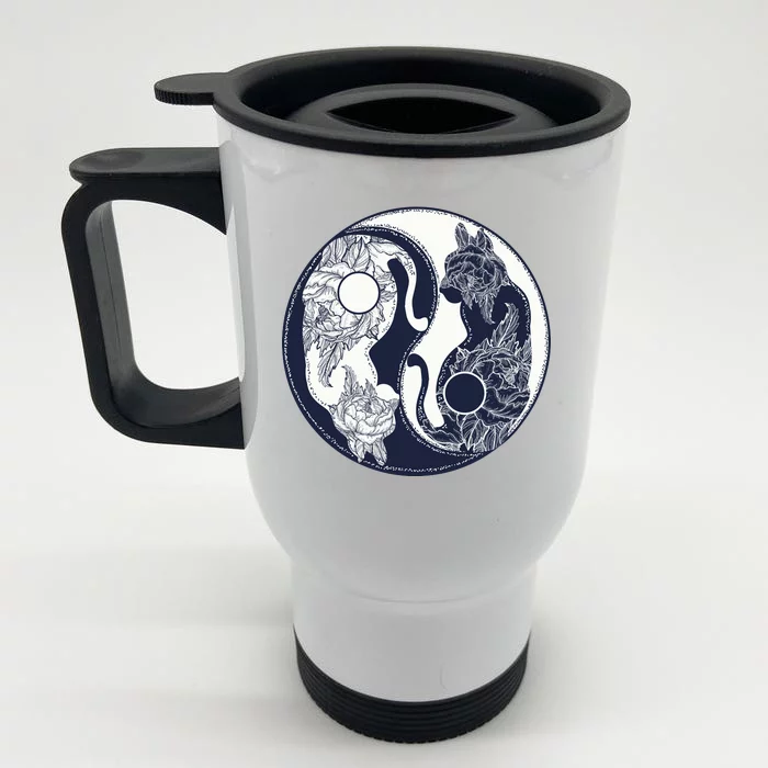 Yin Yang Cat Logo Front & Back Stainless Steel Travel Mug