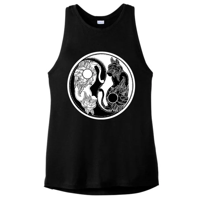 Yin-Yang Cats Ladies Tri-Blend Wicking Tank