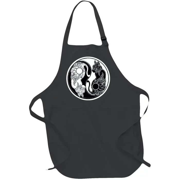 Yin-Yang Cats Full-Length Apron With Pocket