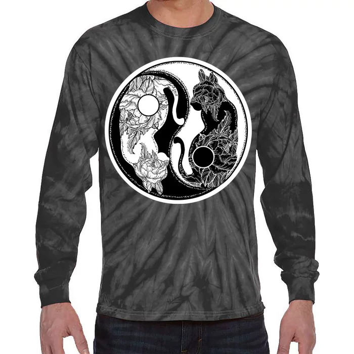 Yin-Yang Cats Tie-Dye Long Sleeve Shirt