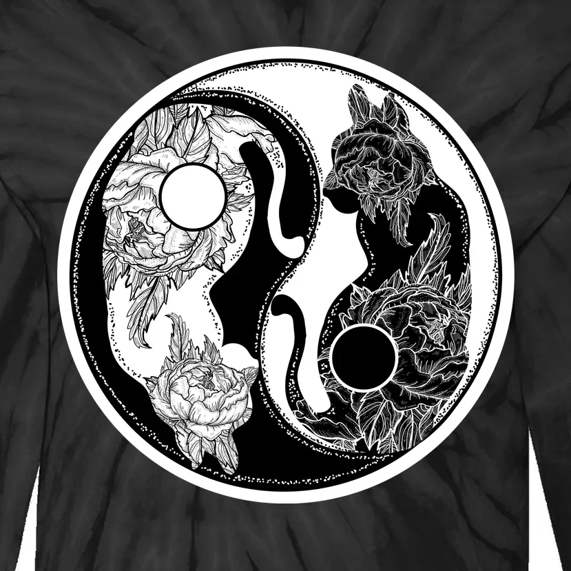 Yin-Yang Cats Tie-Dye Long Sleeve Shirt