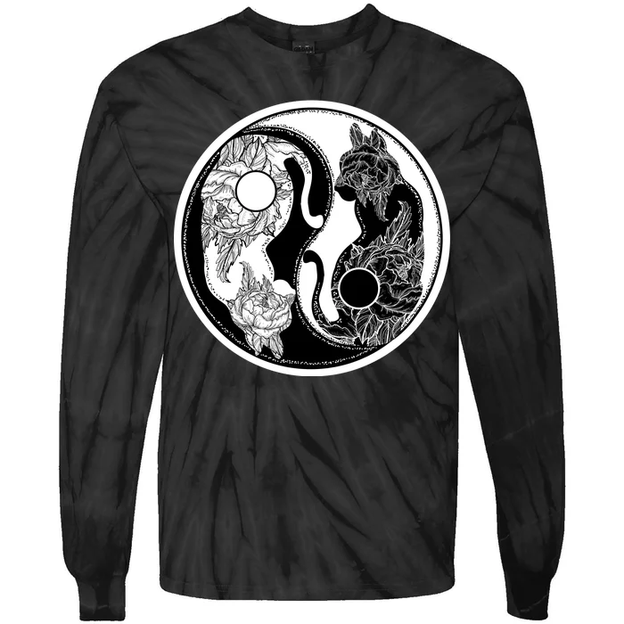 Yin-Yang Cats Tie-Dye Long Sleeve Shirt