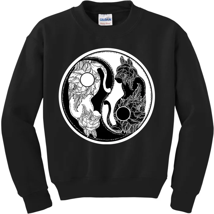 Yin-Yang Cats Kids Sweatshirt