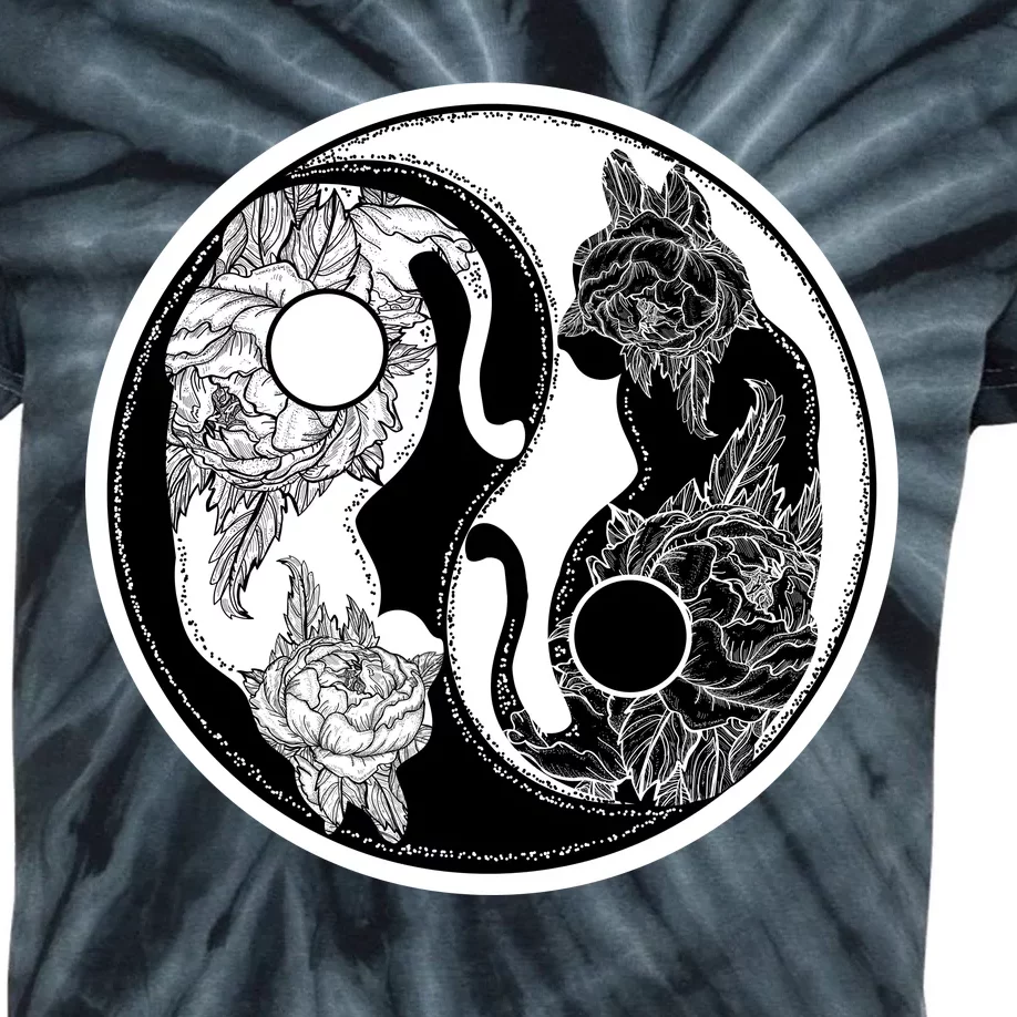 Yin-Yang Cats Kids Tie-Dye T-Shirt