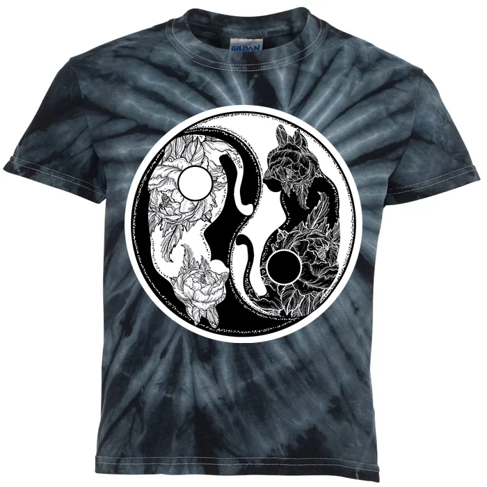 Yin-Yang Cats Kids Tie-Dye T-Shirt