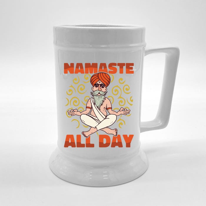 Yoga Instructor Namaste The Whole Day Meditation Yoga Gift Front & Back Beer Stein