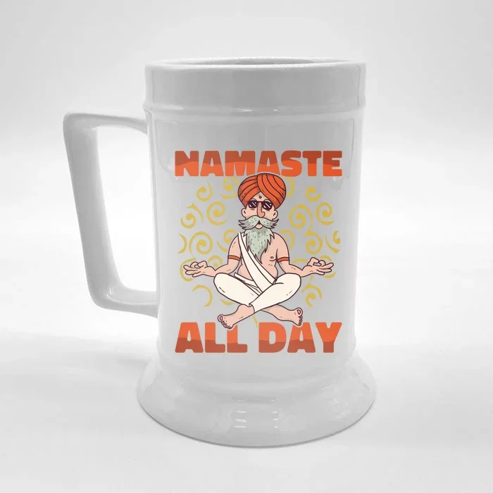 Yoga Instructor Namaste The Whole Day Meditation Yoga Gift Front & Back Beer Stein