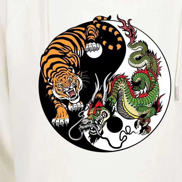 Ying Yang Tiger Dragon Womens Funnel Neck Pullover Hood