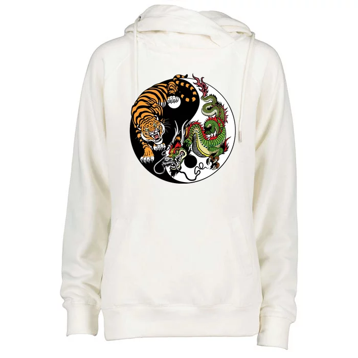 Ying Yang Tiger Dragon Womens Funnel Neck Pullover Hood